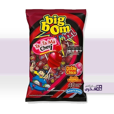 آبنبات چوبی آلبالویی 48 عددی بیگ‌بوم کپل Big Boom cheri